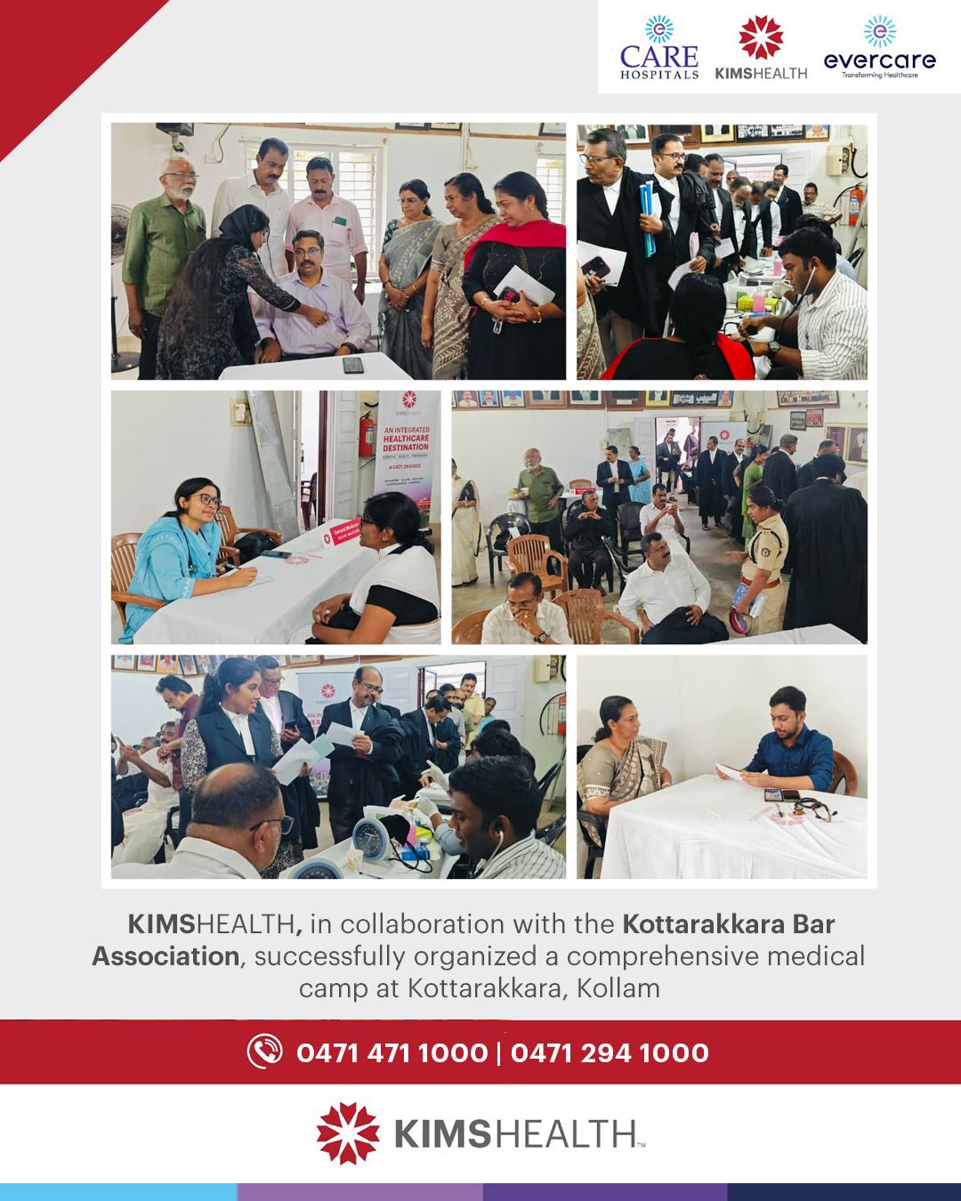 KIMSHEALTH partnered with Kottarakkara Bar Association and organized a comprehensive medical screening at Kottarakkara