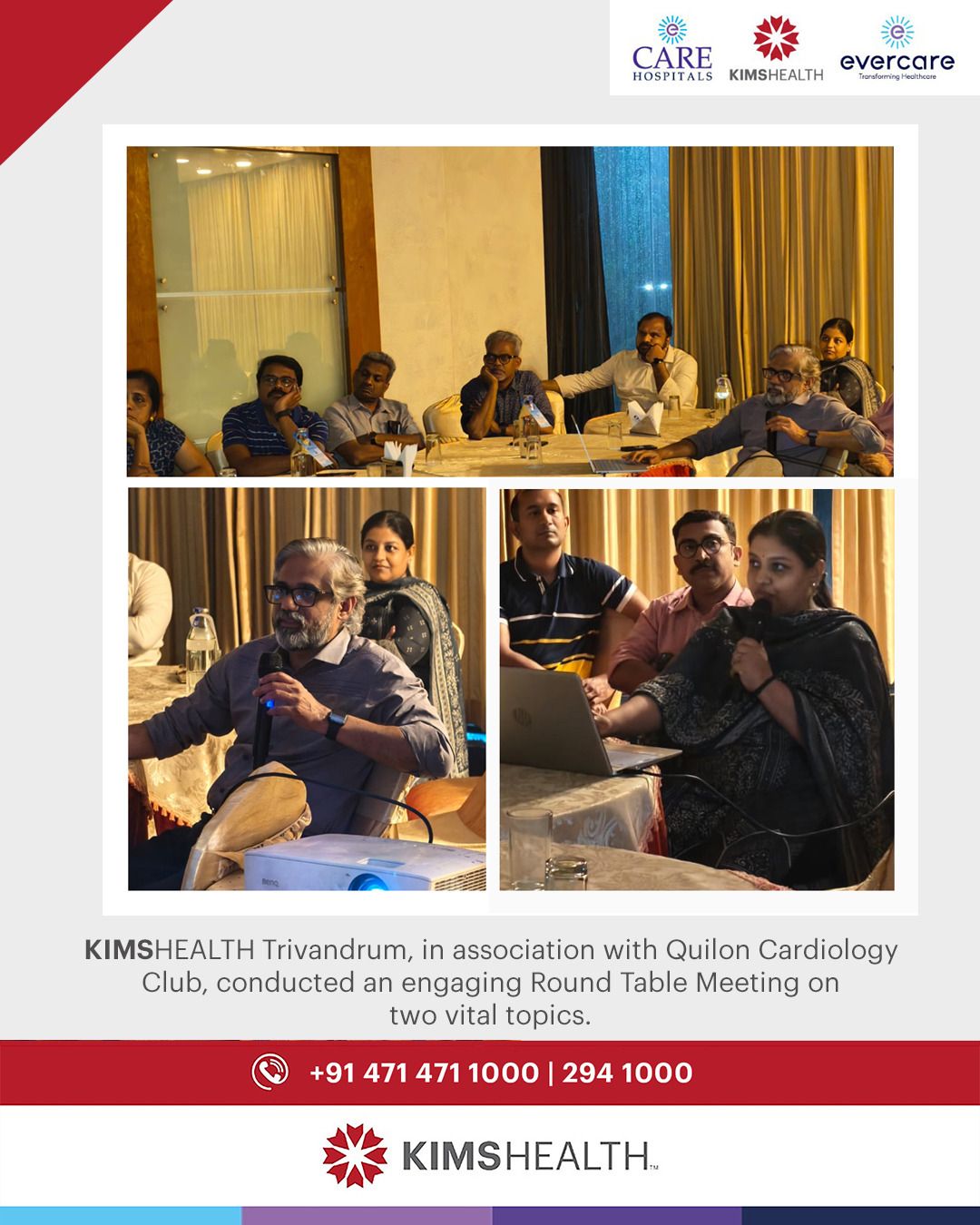 KIMSHEALTH Trivandrum, in association with Quilon Cardiology Club, conducted an engaging Round Table Meeting