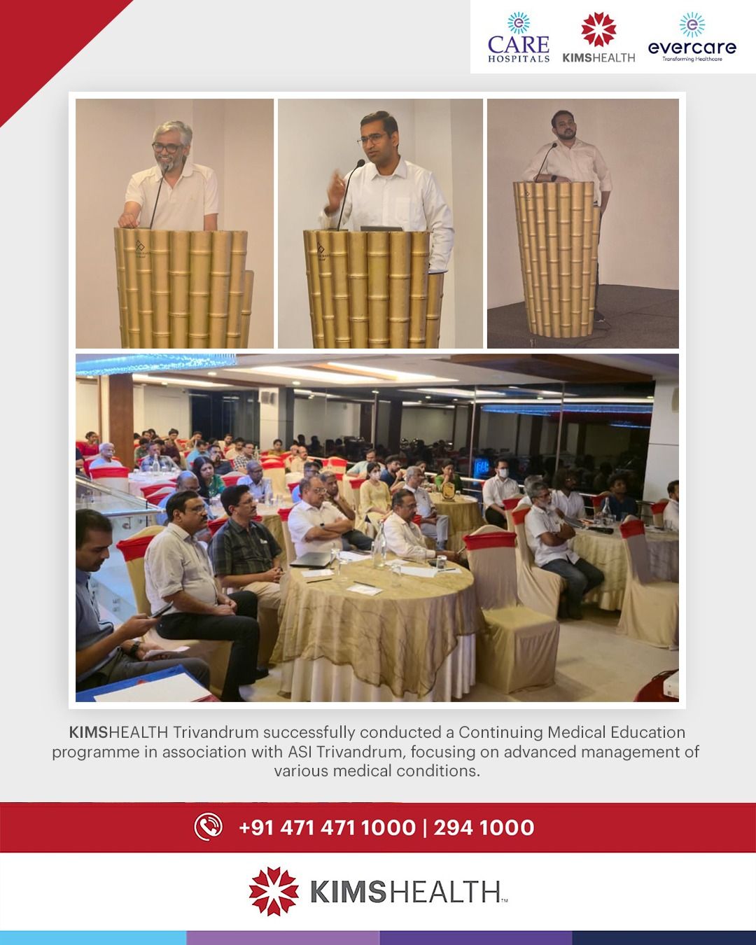 CME programme in association with ASI Trivandrum, focusing on advanced management of various medical conditions.