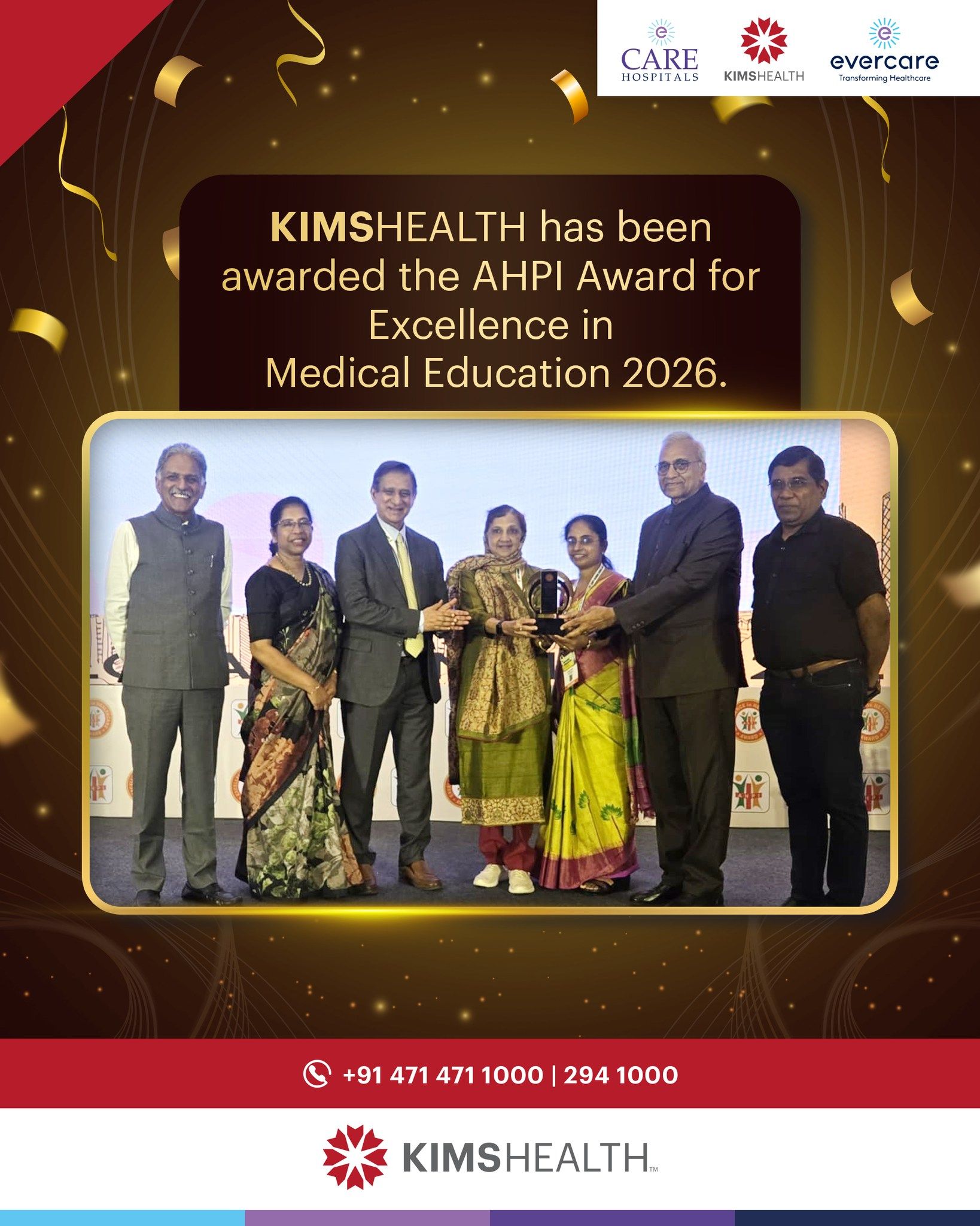 KIMSHEALTH has been awarded the AHPI Award for Excellence in Medical Education 2026.