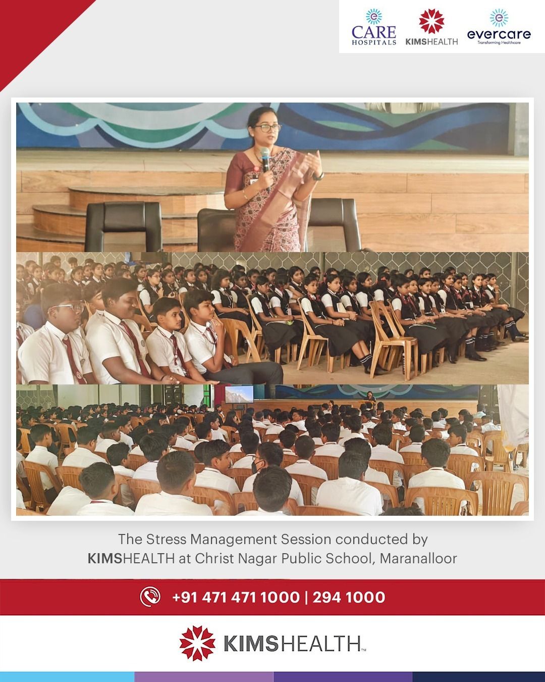 The Stress Management Session conducted by KIMSHEALTH at Christ Nagar Public School