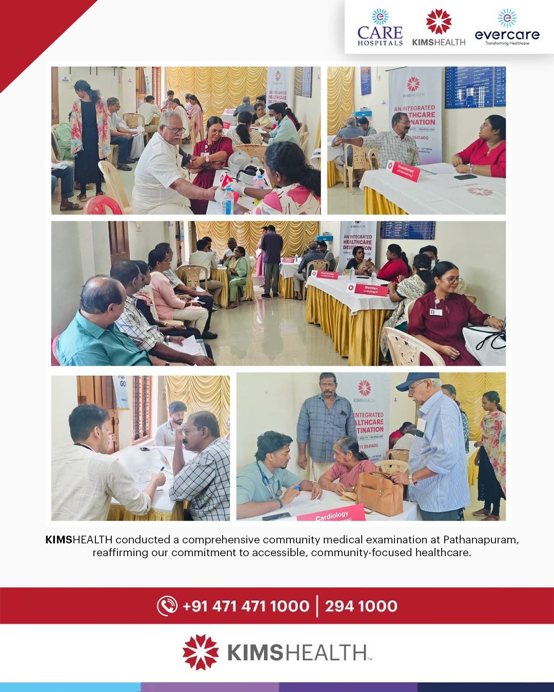 KIMSHEALTH conducted a comprehensive community medical examination at Pathanapuram