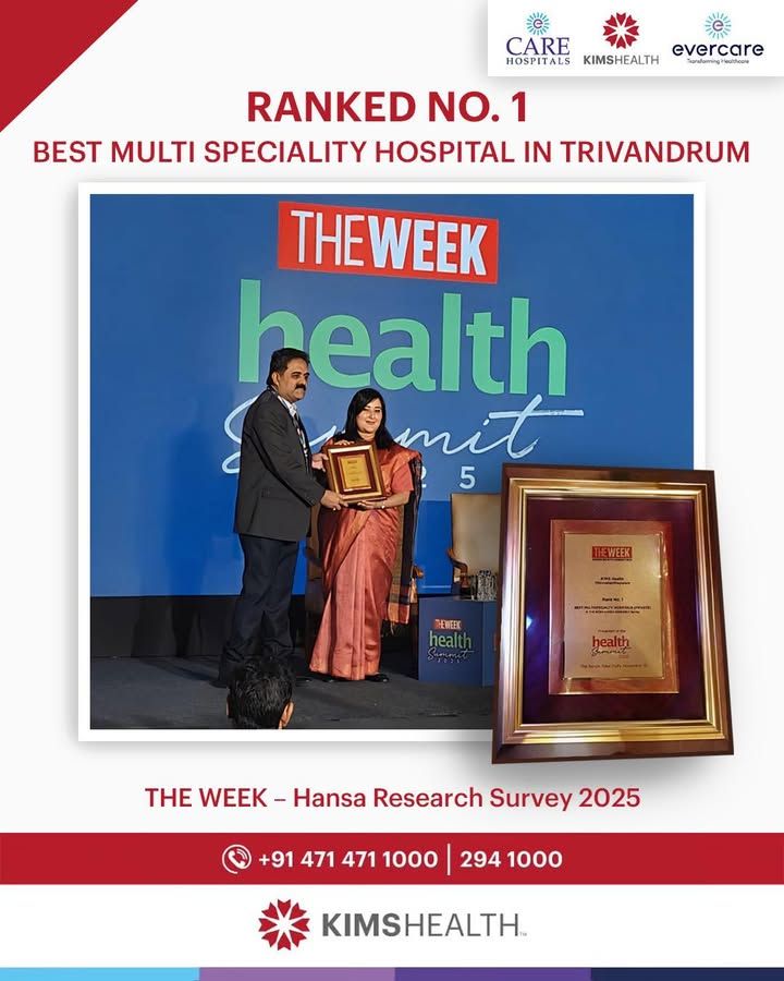 Rank No. 1 – Best Multispecialty Hospital Trivandrum in the prestigious THE WEEK